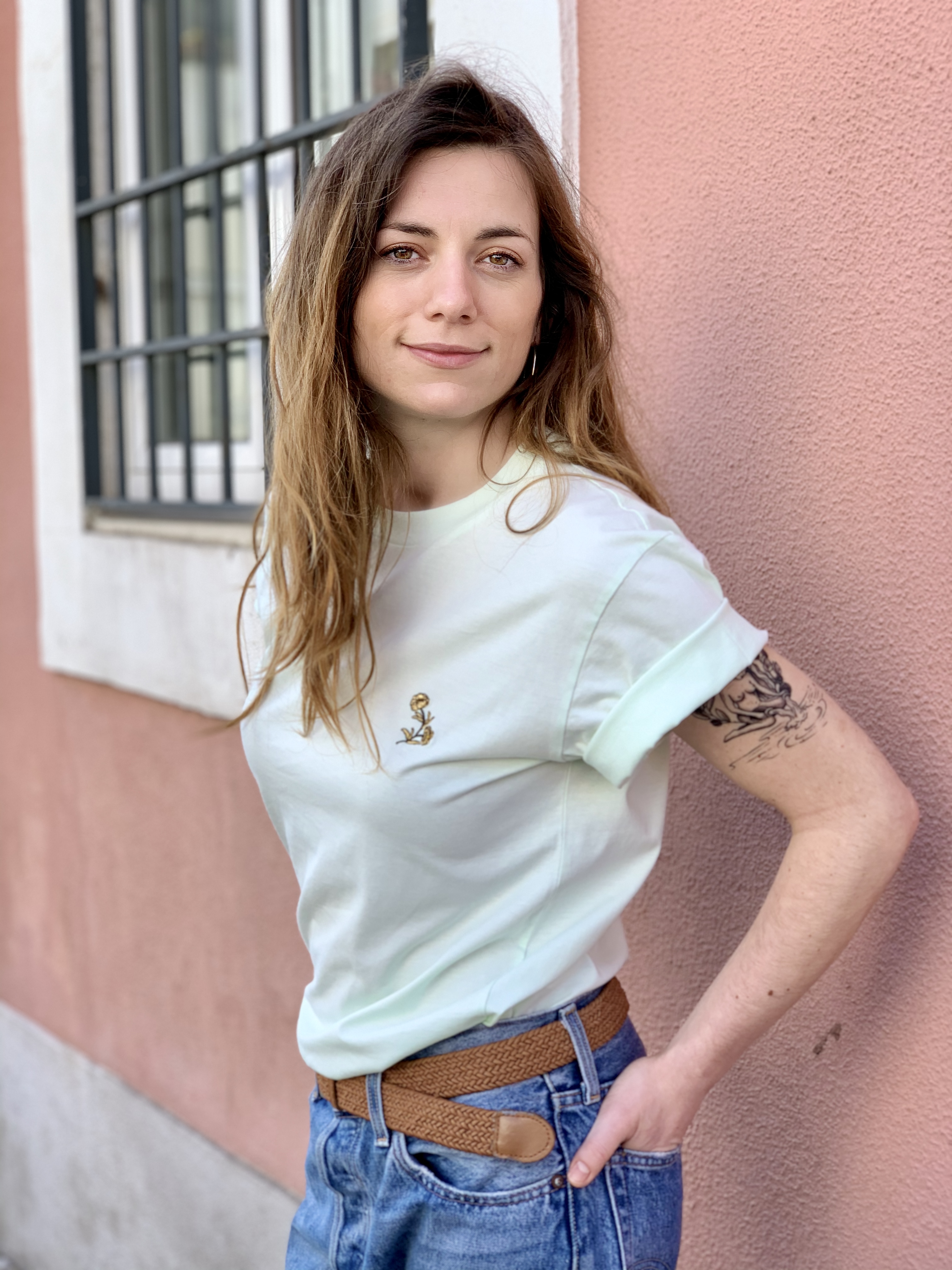 Célia Lobo - T-shirt FLOR Mint - 100% Organic Cotton